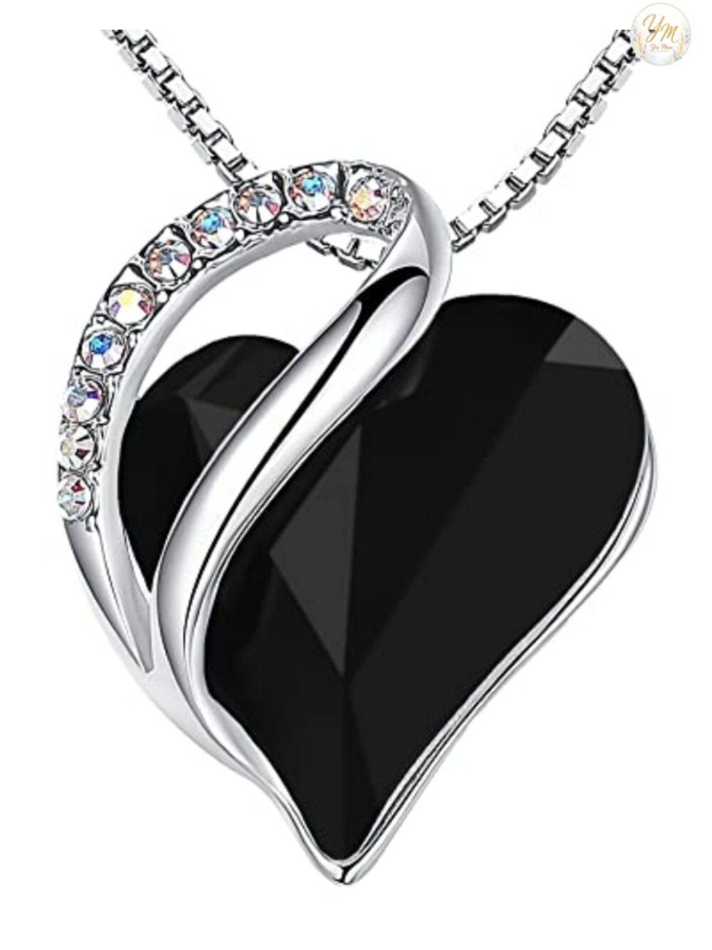 Infinity Love Birthstone Crystal Heart Pendant Necklace Silver Plated Rhodium